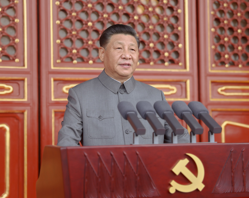 7月1日，慶祝中國共產(chǎn)黨成立100周年大會在北京天安門廣場隆重舉行。中共中央總書記、國家主席、中央軍委主席習(xí)近平發(fā)表重要講話。新華社記者 鞠鵬 攝